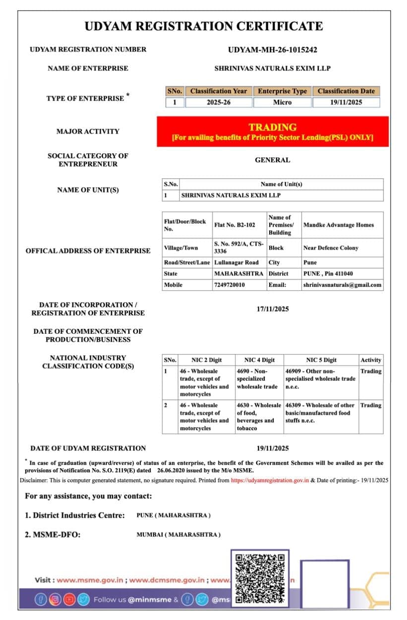 Certificate - Udyam Registration
